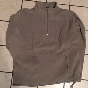 Fleece pullover with drawstring bottom